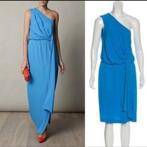 New Diane Von Furstenberg Agantha 100% silk one shoulder asymmetric drape dress